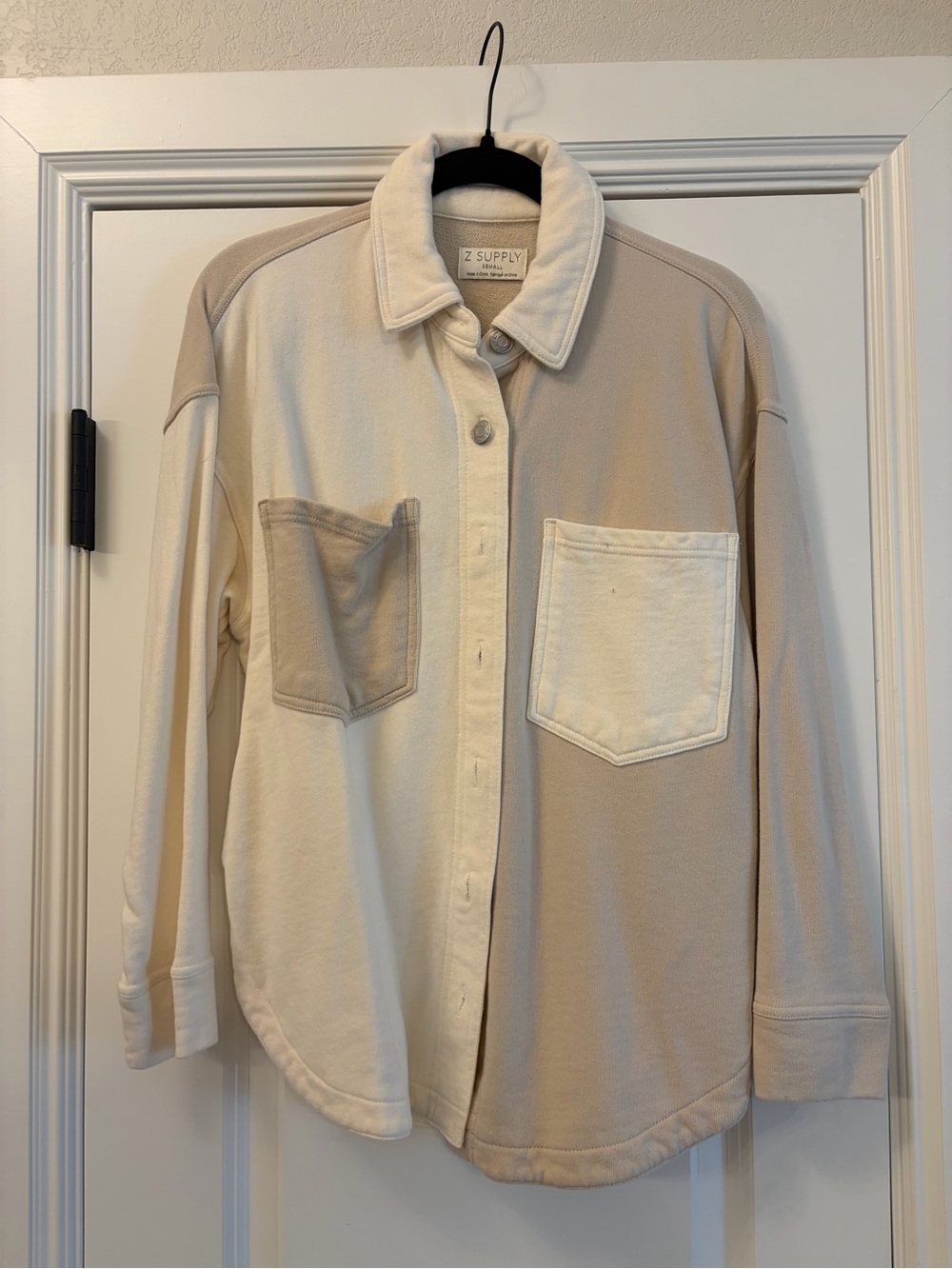 Z Supply Cream & Taupe Two-Tone Button-Up Shacket